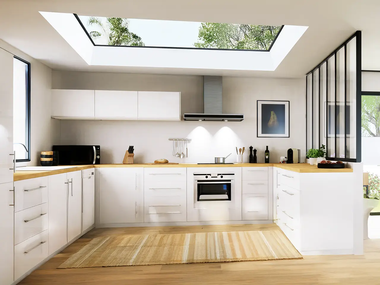 flat glass lantern interior